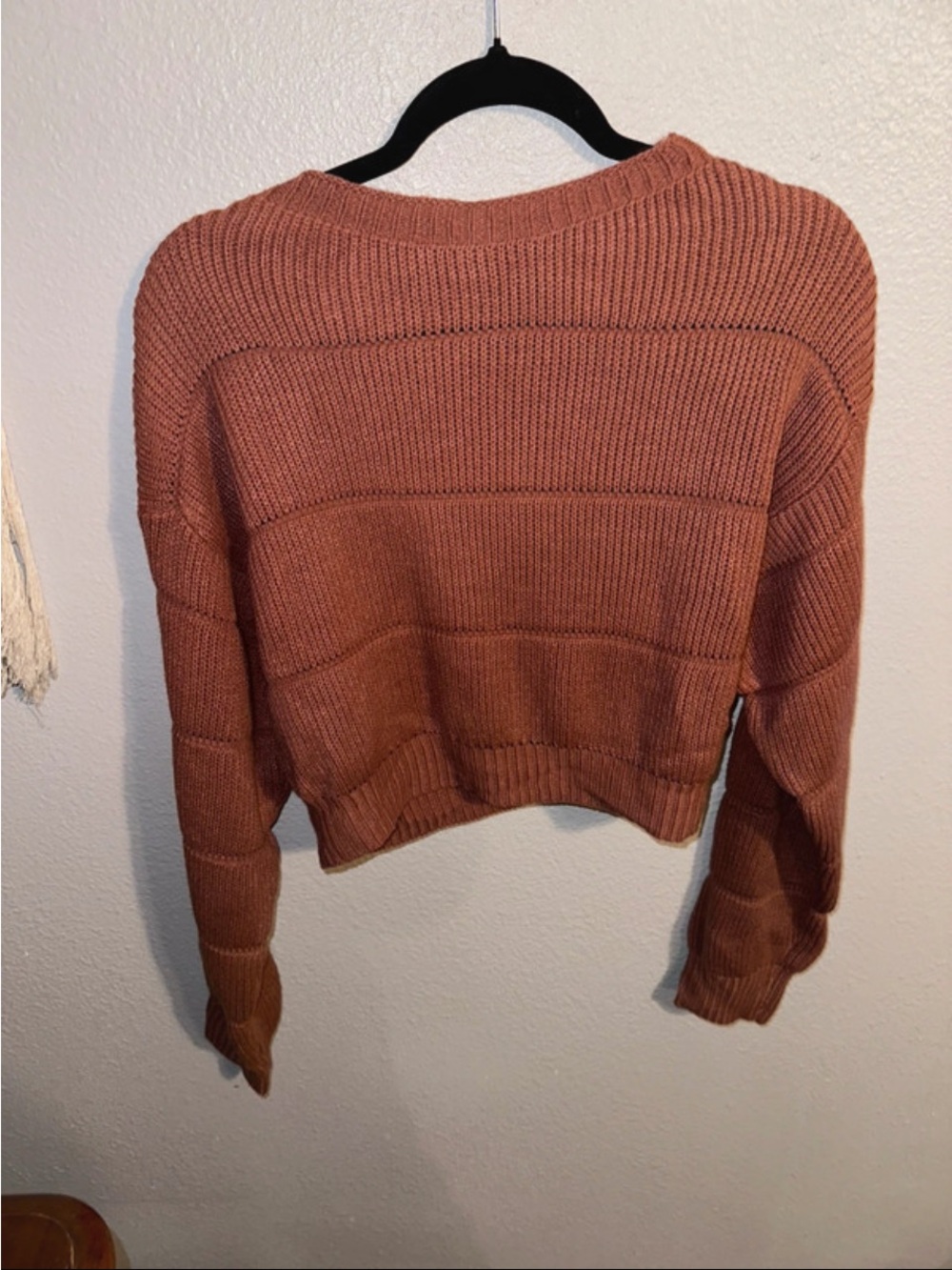 SHEIN Cropped Rust Crewneck Sweater